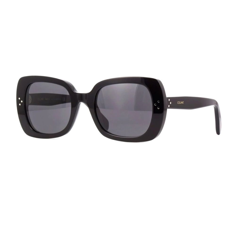 Celine Black Rectangular Square Large Monochrome Sunglasses